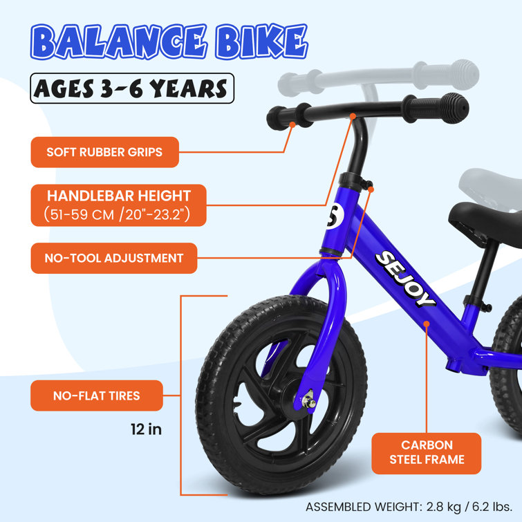 SEJOY Beginner Sport Training Bicycle for 3 4 5 6 Years Old Kids